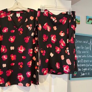 CAbi flouncy skirt in black and pink, womens Med